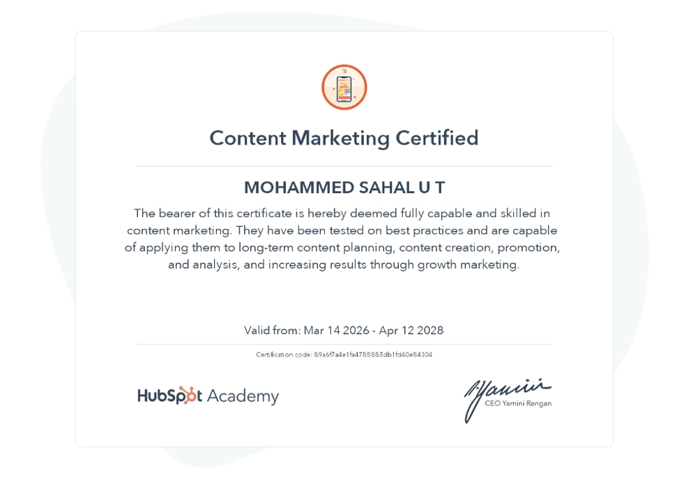 Freelance Digital Marketer In Malappuram Certificate 1
