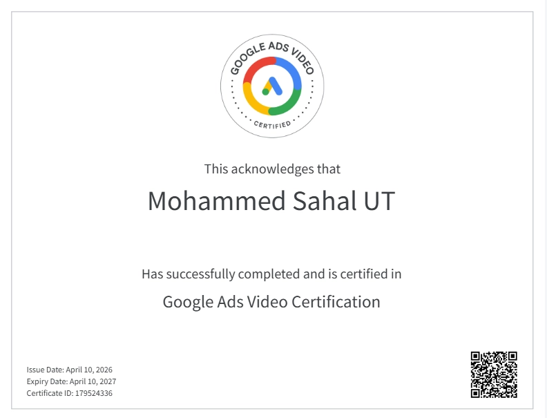 Freelance Digital Marketer In Malappuram Certificate 6